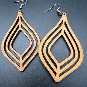 Artisan Wooden Leaf Earrings